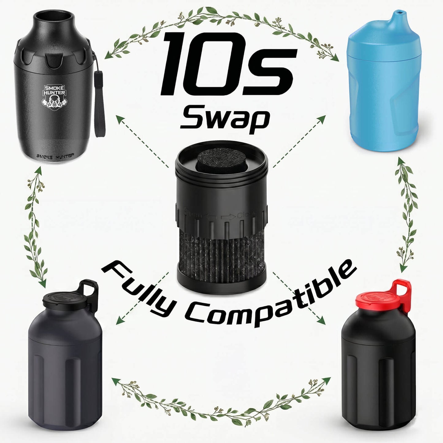 Ten seconds quick swap universal personal smoke filter element designed to replace traditional carbon sploof systems