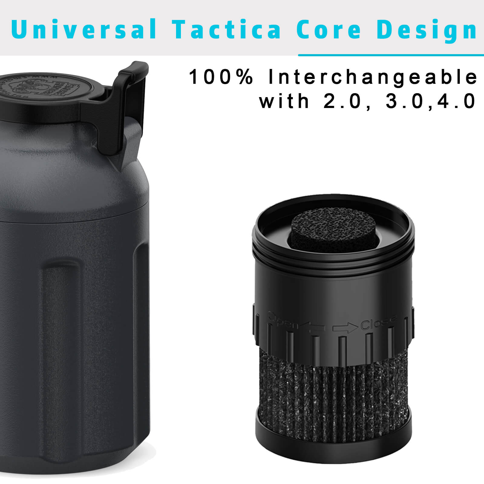 Universal personal smoke filter replacement core within Grey Smoke Hunter 4.0 built to outperform old smokebuddy units