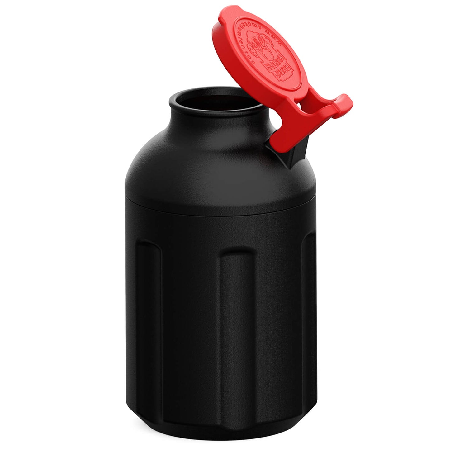 Airtight sealing flip cap on black Smoke Hunter 4.0 personal smoke filter for zero smoke leakage