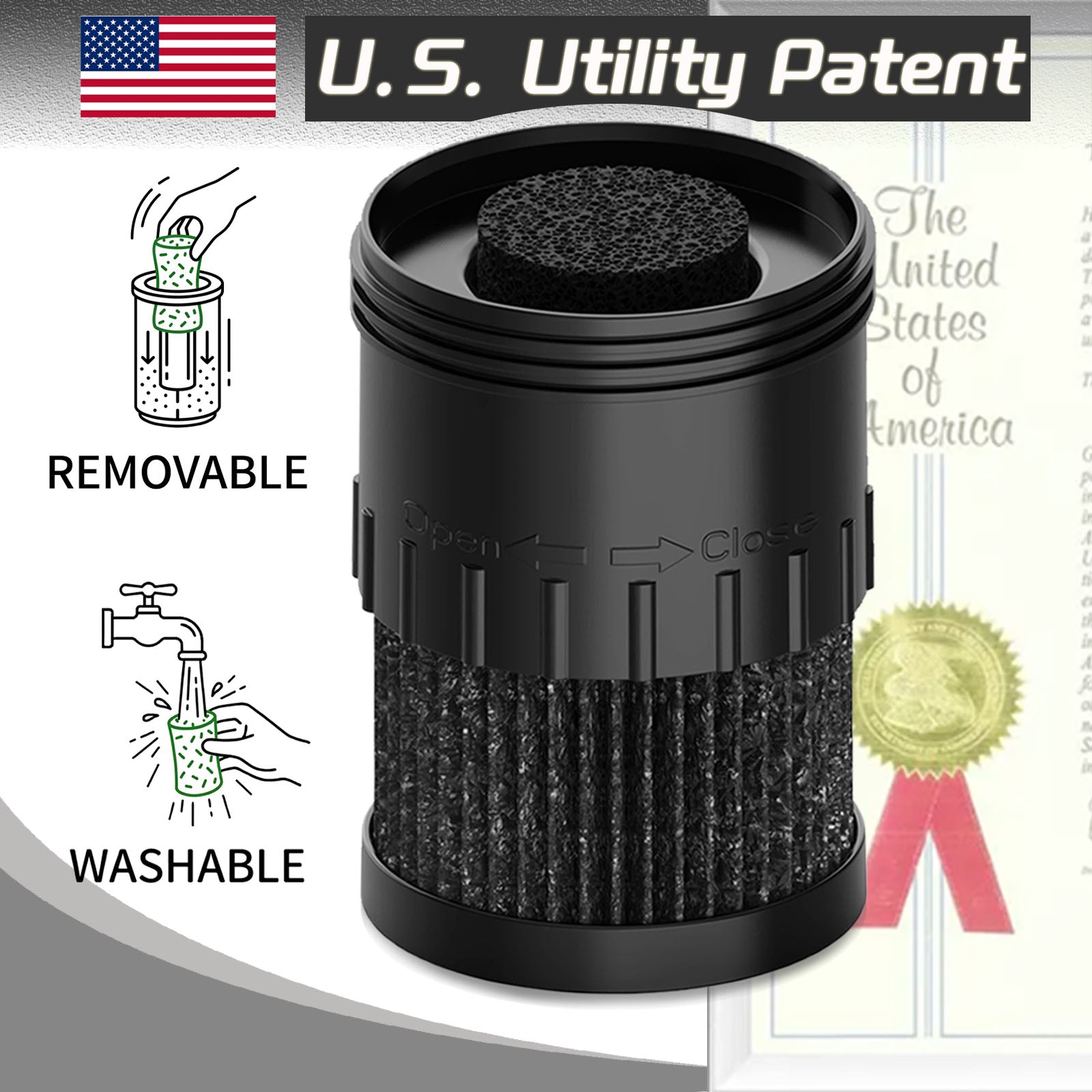 Patented long lasting sploof core by Smoke Hunter offering a more durable filtration solution than a standard smoke trap