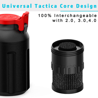 Universal personal smoke filter replacement cartridge inside black Smoke Hunter 4.0 engineered to fully outperform legacy smokebuddy designs