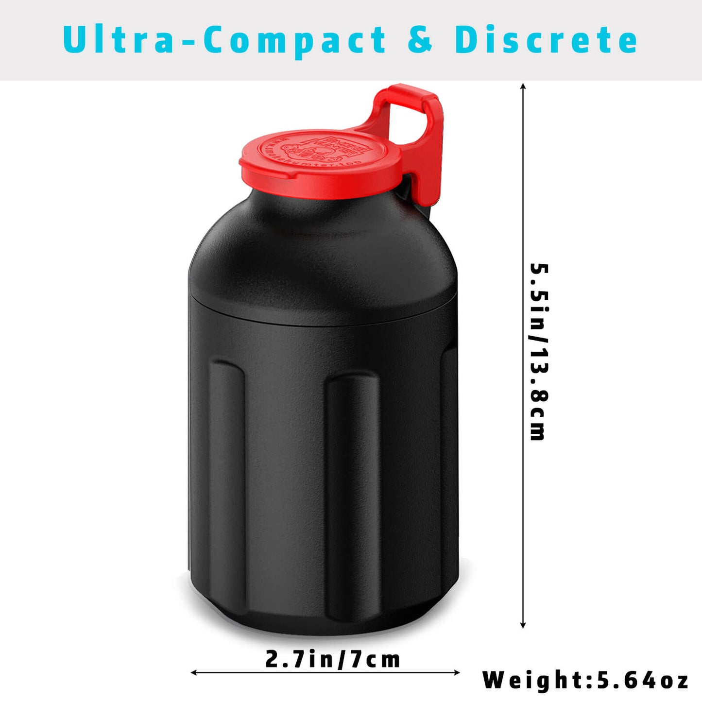 Compact black sploof system by Smoke Hunter 4.0 serving as a high capacity upgrade choice for smoke buddy personal air filter users