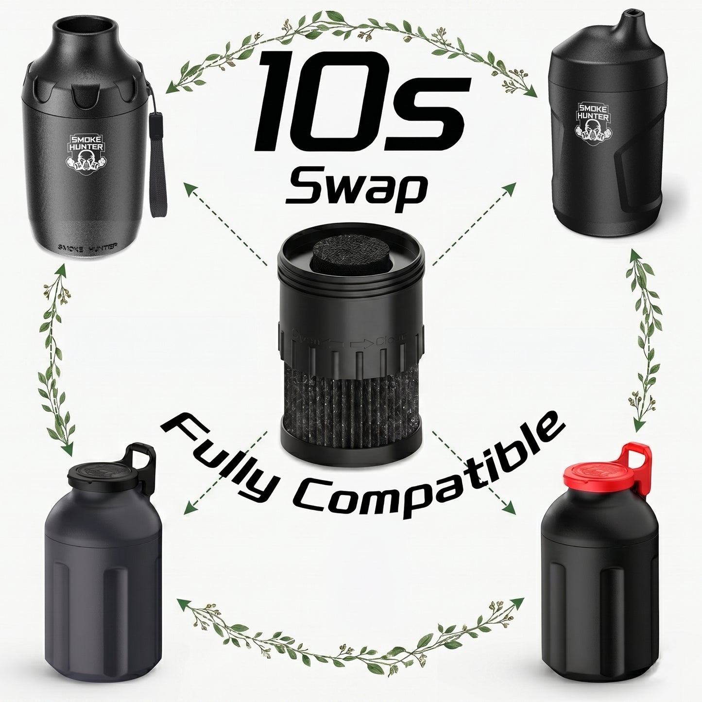 Ten seconds quick swap universal personal smoke filter core system engineered to completely replace legacy smokebuddy units